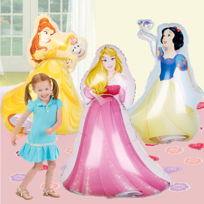 Disney Princess ขนาดใหญ่ Belle Cinderella หิมะสีขาวตกแต่งวันเกิดแช่แข็ง Elsa ฟอยล์บอลลูนวันเกิด Globos ตกแต่ง-iewo9238