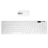 2X Wireless Slim White Keyboard + Wireless Optical Mouse Set for PC and Laptop