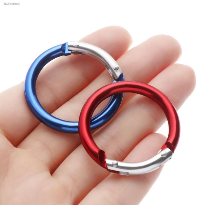 5pcs-round-aluminum-alloy-mountaineering-buckle-locking-carabiner-clip-snap-hook-keyring-camping-karabiner-round-ring-spring