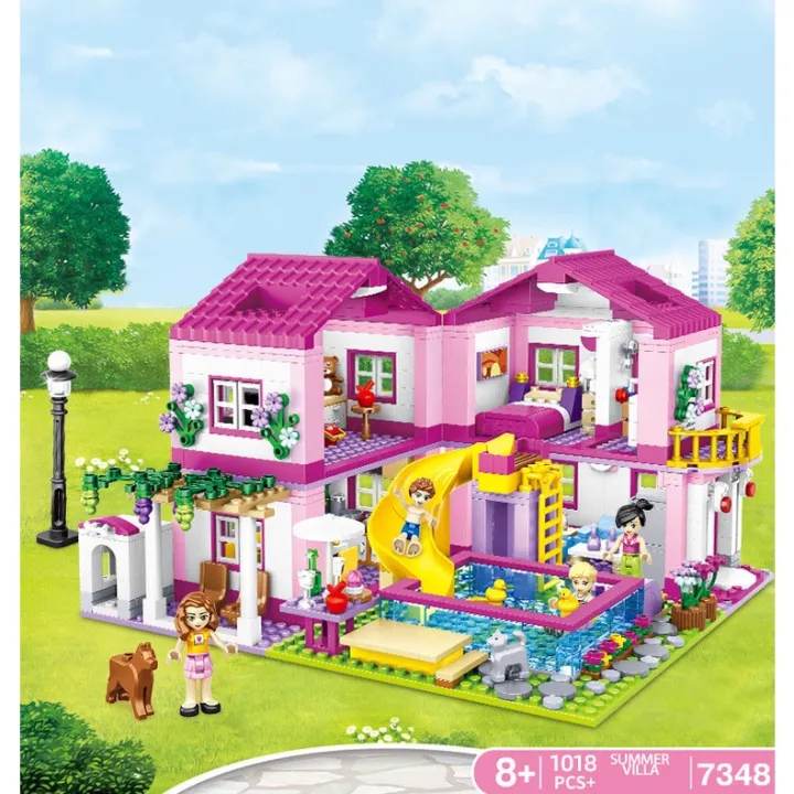 Đồ Chơi Lắp Ráp Kiểu Lego Friends Biệt Thự SUMMER VILLA 3 Kiểu Lắp Chaobao 7348 Cao Cấp Cho Bé