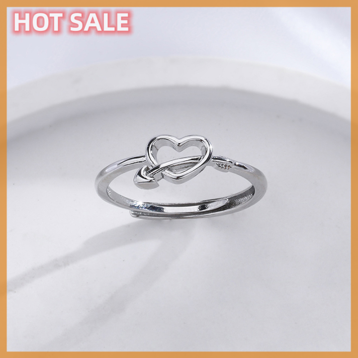 ลูกศรแหวนนิ้วมือรัก-zhonghua1สีเงินสุดโรแมนติกสำหรับผู้หญิงฟรีไซส์หัวใจสวยหรูเครื่องประดับงานแต่งงานเพชร