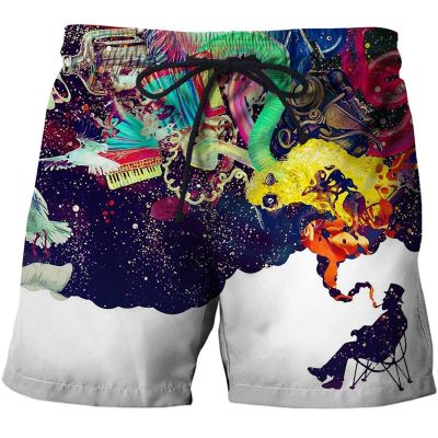 Fantasy Painting Graphic Shorts Pants Men Summer Gym Swim Trunks Hawaii Vacation Beach Shorts 3D Printed Funny Kids y2k Swimsuit