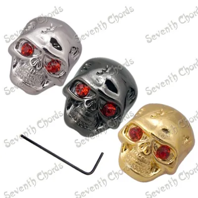 4 Pcs Metal Skull Head Volume Tone Pot Speed Control Knob for Electric Guitar Bass - Black - Chrome - Gold Guitar Bass Accessories