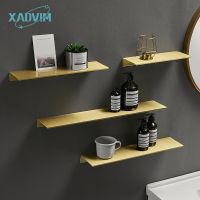 【CW】Brushed Gold Black White Bathroom Storage Rack Aluminum 30-50cm Modern Bathroom Shelves Wall Shelf Kitchen Home Accessories