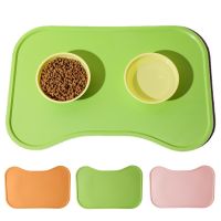 Dog Cat Bowl Food Mat with High Lips Silicone Non-Stick Waterproof Pet Food Feeding Pad Puppy Feeder Tray Water Cushion Placemat