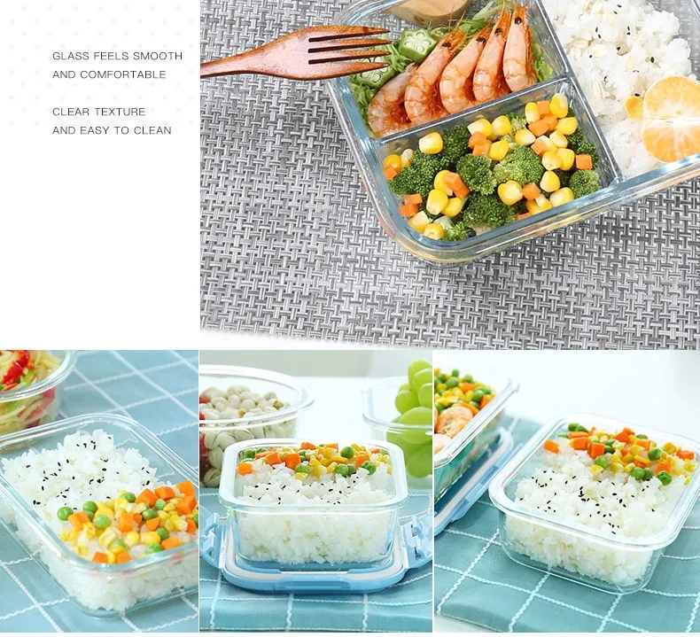 Microwave Special Lunch Box Glass Partitioned Fresh-keeping Box Student  Female Korean Version Cute Bento Lunch