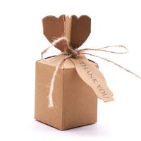 10pcs Kraft Paper Brown Candy Bags Gift Boxes+Thank You Cards for Christmas Wedding Party Favors Decorations with Hemp Rope