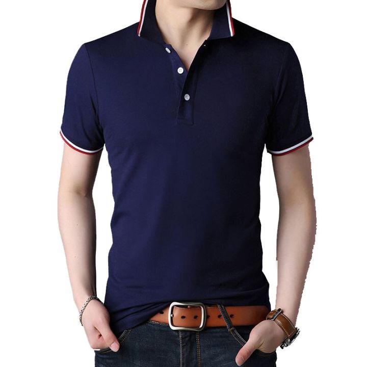 hot11-browon-2023-new-cal-mens-tshirts-summer-short-sleeve-turn-down-collar-work-social-t-shirt-for-men-black-t-shirt