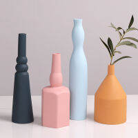 （HOT) Morandi Vase Color Soft Decoration Designer Model House ดอกไม้แห้ง ins แจกันเรซิ่นตกแต่งทันสมัยสไตล์นอร์ดิก