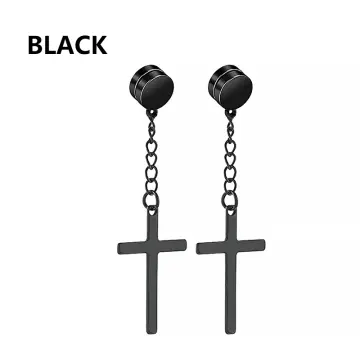 2 Pcs Black Magnetic Earrings for Men Clip On Earrings for Men Fake  Earrings Mens Earrings