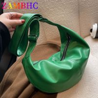 Luxury Designer Womens Hobos Sac PU Leather Shoulder Crossbody Bags for Women 2022 New Fashion Female Half Moon Handbags Green