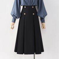 Black padded skirt women s 2021 spring, autumn and winter new style thin and hip high waist mid-length a-line all-match umbrella skirt