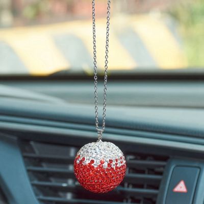 dvvbgfrdt Bling Crystal Car Pendant Shiny Ball Rear View Mirror Hanging Ornament Auto Interior Decration Accessories For Woman Girl