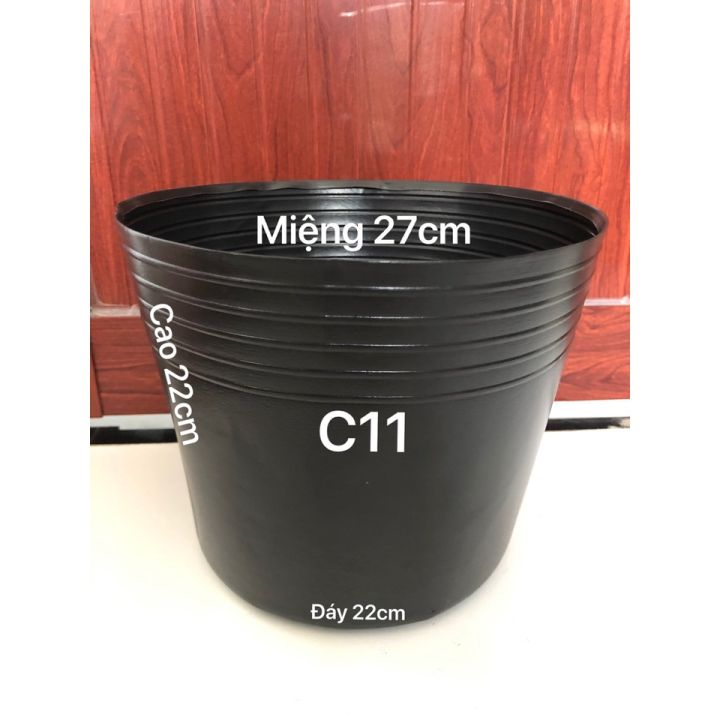 10 Chậu nhựa giá rẻ trồng cây giống lớn - C11 đen - KT: 28cm*22cm ...