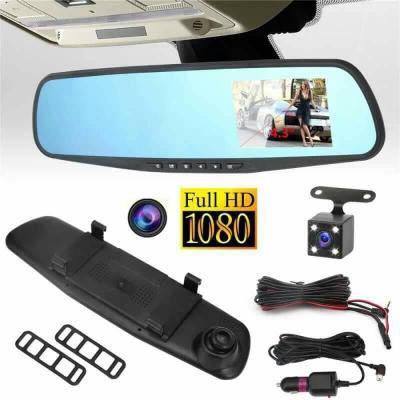 กล้องติดรถยนต์ (Car DVR) Full HD 1080P กล้องหน้า+กระจกมองหลังในตัว