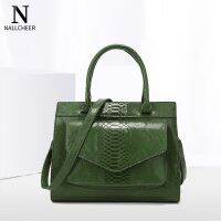 top●NALLCHEER New Serpentine Women Boston Bag PU Leather Female Crossbody Bag Large Lady Shoulder Bag