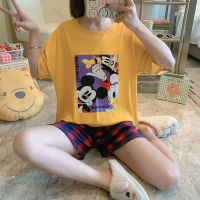 Summer Womens Pajamas Sets Fashion Cartoon Series Print Short Sleepwear Cute Leisure Female Home Nightwear