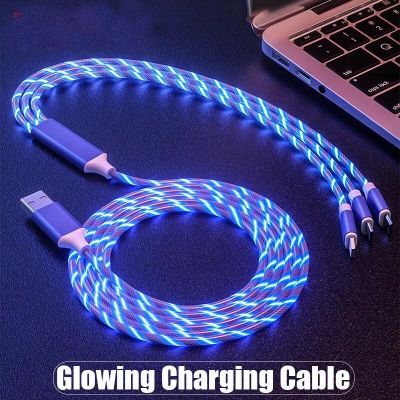 3IN1 Metal Streamer Cable Is Suitable for Apple Android Type C Mobile Phone One Split Three Fast Charging Luminous