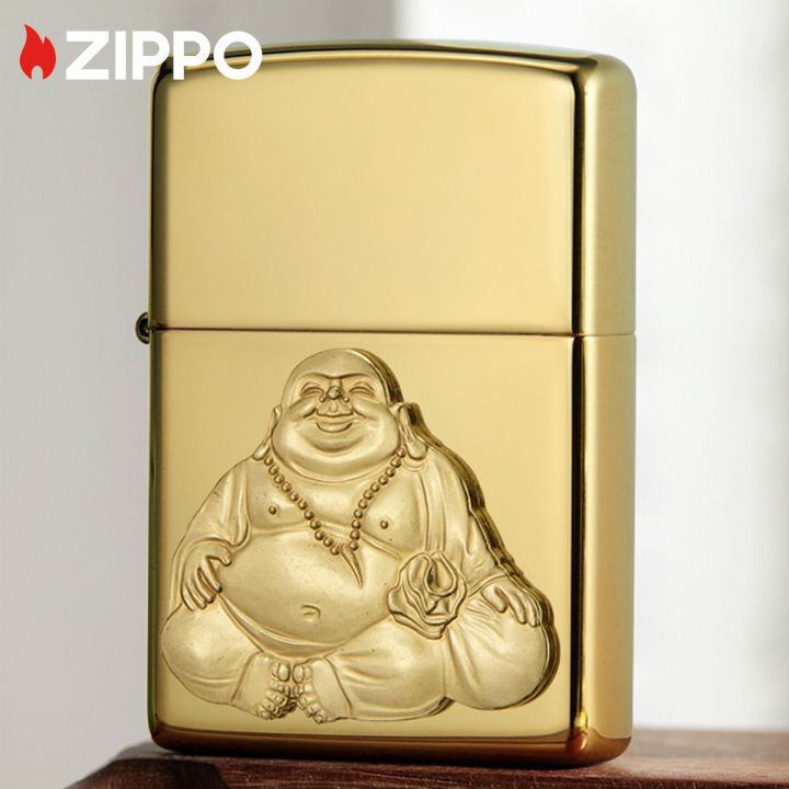zippo-laughing-buddha-emblem-design-high-polish-brass-pocket-lighter-zippo-29626