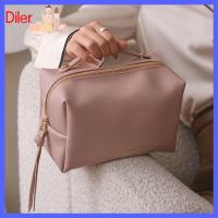 DILER กระเป๋า Tas Kosmetik หนัง PU อเนกประสงค์กันน้ำเครื่องมือเก็บของความจุขนาดใหญ่พร้อมที่จับสำหรับผู้หญิง