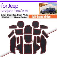 แผ่นกันฝุ่นร่องประตูสำหรับ Jeep Renegade 2015 ~ 2021 2016พรม2017ร่องที่เก็บถ้วยช่องใส่ของด้านในสติกเกอร์กันลื่นอัตโนมัติ