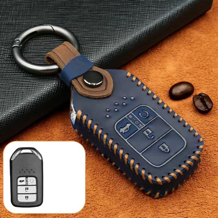 สำหรับฮอนด้า-hrv-crv-แจ๊ส-brv-2014-2021-keyless-กุญแจรถปกหนังเย็บมือ