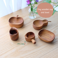 Tiny wooden cup and bowl ถ้วย ชาม ไม้แท้ จิ๋ว ใส่ น้ำจิ้ม ซอส นมข้น เครื่องปรุง เครื่องประดับ ได้ พร็อพถ่ายรูป คาเฟ่ แฮนด์เมด