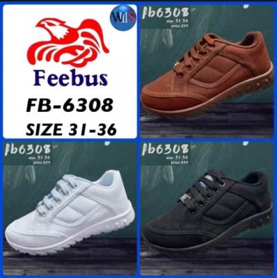 Feebus รองเท้าผ้าใบนักเรียนผูกเชือก เสริมขอบนวล ใส่สบาย น้ำหนักเบา รุ่น FB-6308