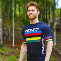 Vezzo Mens Summer Short Sleeve Multicolor Triathlon Cycling Wear Mountain Bike Uniform Cycling Wear Quick-Drying Cycling Shirt