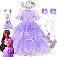 Disney Halloween Encanto Costume For Kids Girls Cosplay Isabela Madrigal Carnival Party Dresses Birthday Vestido Mesh Clothing