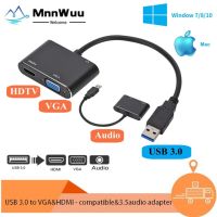 MnnWuu USB 3.0 to HDMI-compatible VGA Adapter 1080P Multi-Display 3in1 USB to HDMI-compatible Converter for Windows 7/8/10 OS Adapters