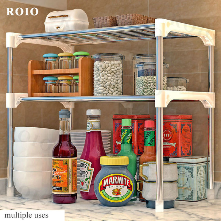 adjustable-stainless-steel-microwave-oven-shelf-detachable-rack-kitchen-tableware-shelves-home-bathroom-storage-rack-holder