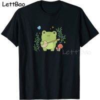 Kawaii Cute Frog Banjo Butterfly Kawaii Funny Tshirt Retro Comfortable Tees 100% Cotton Gildan