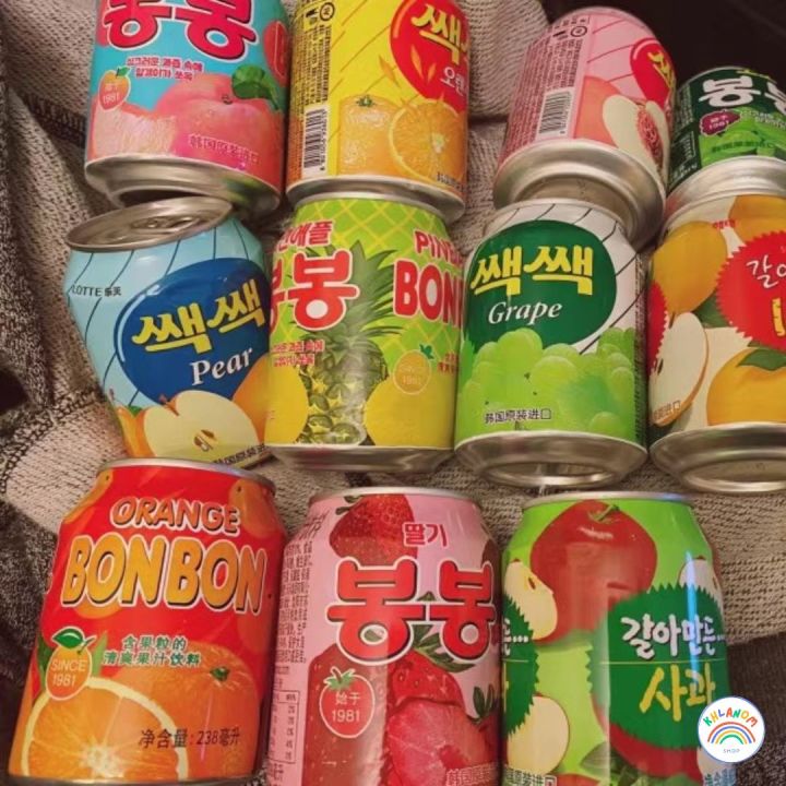 เครื่องดื่มน้ำผลไม้-น้ำผลไม้-น้ำผลไม้กระป๋องhaitai-crushed-juice-bongbong-238-ml-น้ำผลไม้เกาหลี-htb-ผสมเนื้อผลไม้แท้-6-รสชาติ