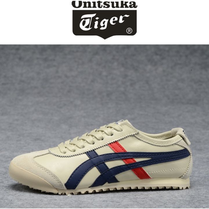 Onitsuka tiger Tiger shoes 66 outdoor shoes for men's shoes women's casual  rice white blue red leather soft soles comfortable walking shoes sport  jogging shoes 