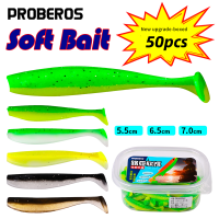 PROBEROS 50ชิ้น/กล่องพลาสติกเหยื่อล่อปลา55-65-70mm Jig เหยื่อหล่อซิลิโคนเหยื่อปลา Swimbait Wobblers ประดิษฐ์ Softbaits สำหรับปลาเทราท์การตกปลาดุกอุปกรณ์เสริม