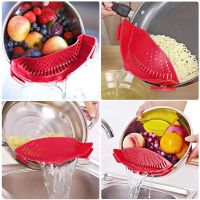 Cooking Silicone Stretch Drain Pot Edge Water Filter Tool Foldable Soup Funnel Home Kitchen Liquid Diversion Drainer Strainer