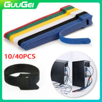 Guugeki 10/40ชิ้นห่วงจัดสายเคเบิ้ลที่ถอดได้ผูกหูฟังเมาส์จัดการลวดสายไนลอนนำมาใช้ใหม่ห่วงผูกแถบเทป