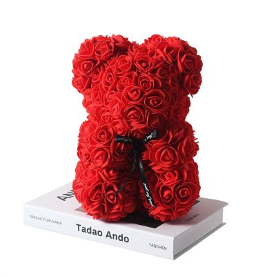 Drop shipping Valentines Day Gift 25cm Red Bear Rose and Rose Teddy Dog Flower Artificial Deco Christmas Birthday Mother s gift