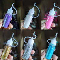 10 สีเลเซอร์เล็บผงกลิตเตอร์, ขวดสเปรย์ออกแบบเมจิกกลิตเตอร์ผงโครเมี่ยมชิมเมอร์ฝุ่นสำหรับยูวีเจลตกแต่งเล็บ-Souyine