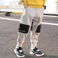 New 2020 Boys AutumnWinter Velvet Thickened Sports Pants Childrens Fashion Patch Letter Print Velvet Inside Warm Trousers HOT