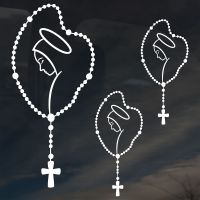 For 3Pcs Mary Rosary Decals Car Truck Tablet Tumbler Cell Phone Christian Stickers Cars Holy Sticker Decal