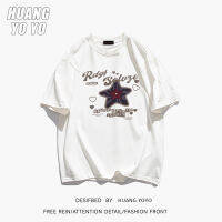 HUANGYOYO 2023เสื้อยืดแข100%นสั้นสำหรับผู้หญิงผ้าคอตตอนพิมพ์ลายตัวอักษรกราฟฟิตีสวยงามสำหรับ