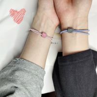 【CW】○  EBEN-EZER 2pcsSet Pig Couple Hand Men and Charms Elastic Rope Jewelry