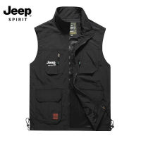 JEEP SPIRIT Men S Multi-Pocket Quick-Drying Waterproof And Scratch-Resistant Multi-Functional Outdoor Loose Large Size Leisure Fishing Vest