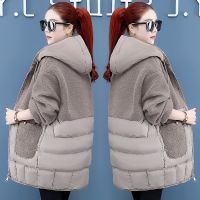 利Korean style 2023 Winter Hooded Jacket Women Down cotton Loose Warm Outwear Coat Patchwork Plus size Female Casual Parkas 3XL