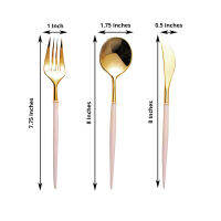 Hot Party Cutlery 20ซม. มีดพลาสติกช้อนส้อม Party Cutlery Tableware Rose Gold งานแต่งงานบนโต๊ะอาหารวันเกิด Dinnerwa