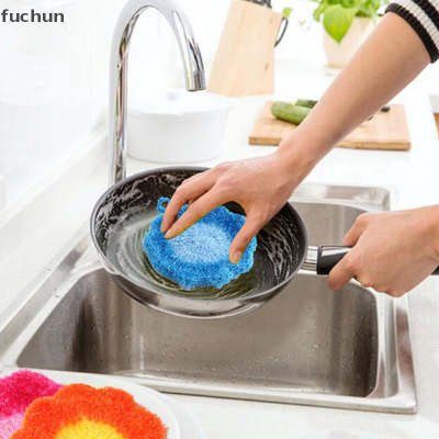 Fuchun ล้างจานสำหรับห้องครัวฟองน้ำขัดล้างจานลายดอกไม้,ผ้าเช็ดจาน