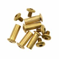 5Pcs 12.5mm/15mm batch brass screw rivet knife handle lock DIY tool material plate fastening flat hexagon head screw Nails  Screws Fasteners