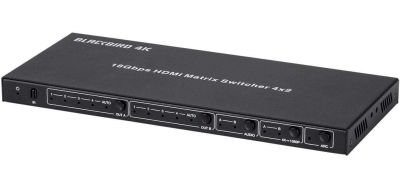 Monoprice Blackbird 4K HDMI Matrix 4x2 HDR 18G 4K 60Hz YCbCr 4:4:4 EDID Coaxial Audio Powered Switch Control Remote (139667)